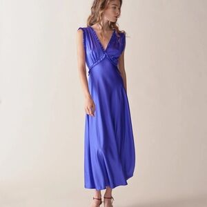 Doen Tahlia Silk Blue Maxi Dress in Lapis